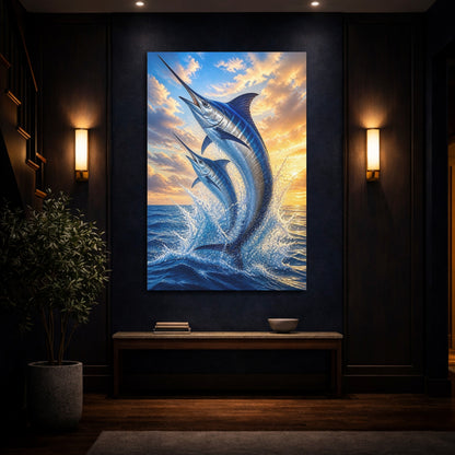 Mockup 4. Swordfish Animals At Sea shown as canvas print