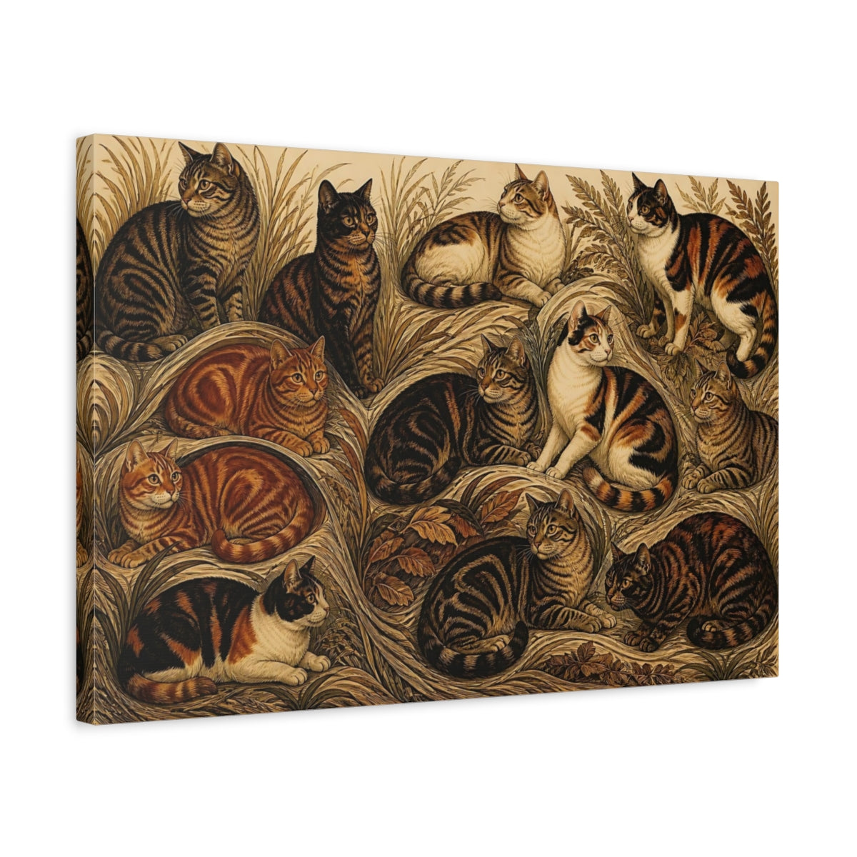 Side Mockup 3. Tabby Cats In Grass shown as canvas print