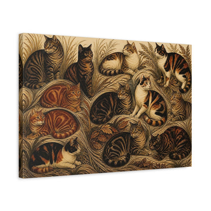 Side Mockup 3. Tabby Cats In Grass shown as canvas print