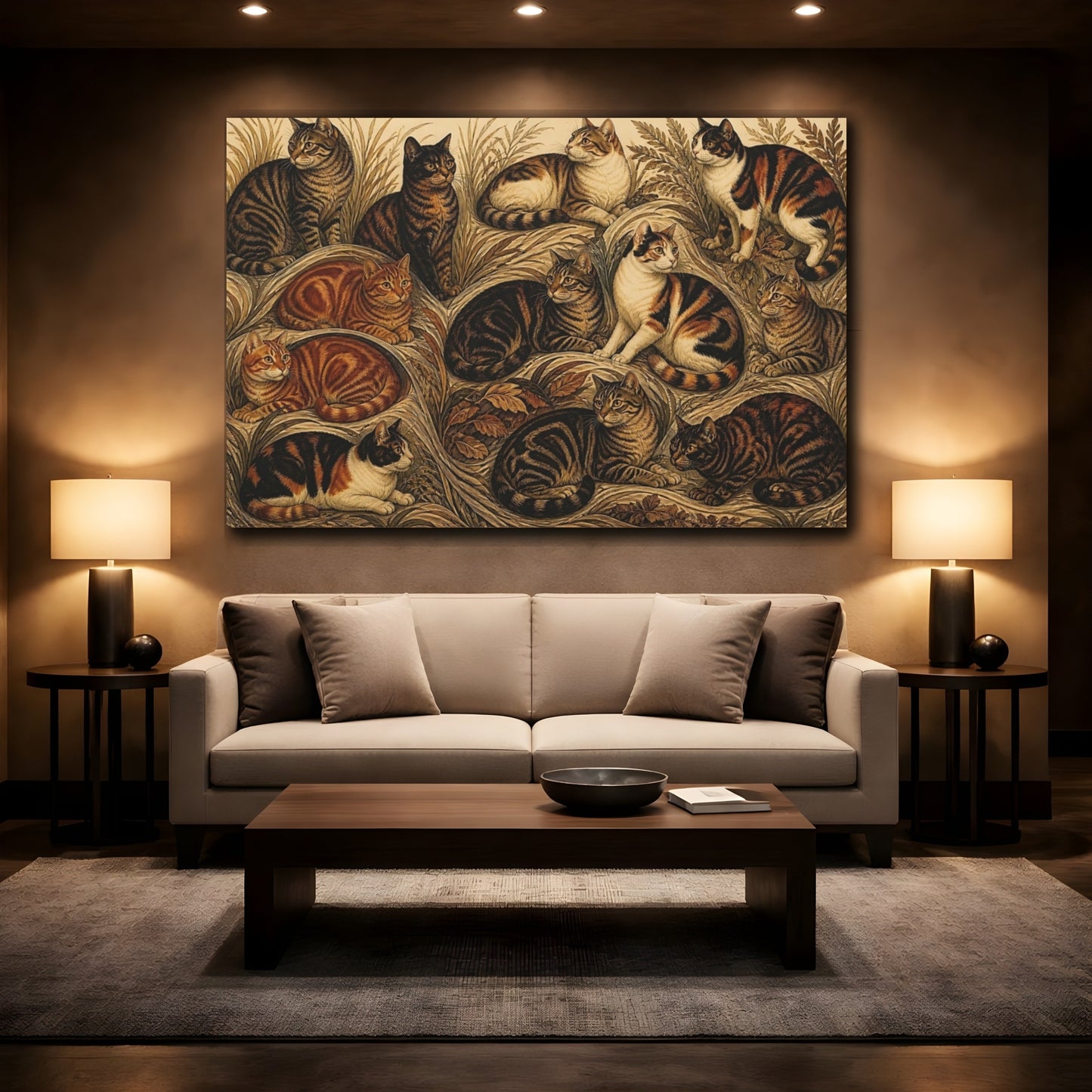 Mockup 2. Tabby Cats In Grass shown as canvas print
