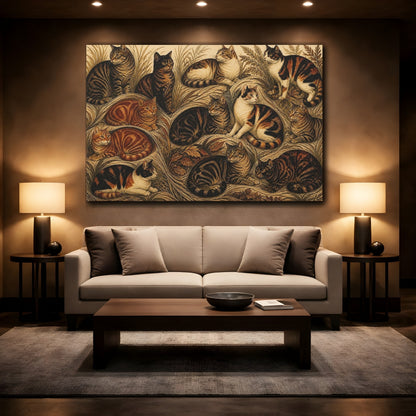 Mockup 2. Tabby Cats In Grass shown as canvas print