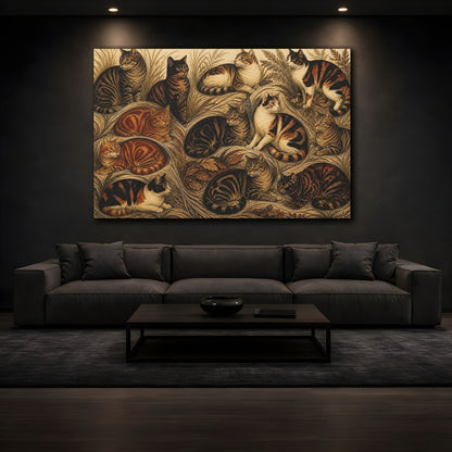 Mockup 3. Tabby Cats In Grass shown as canvas print