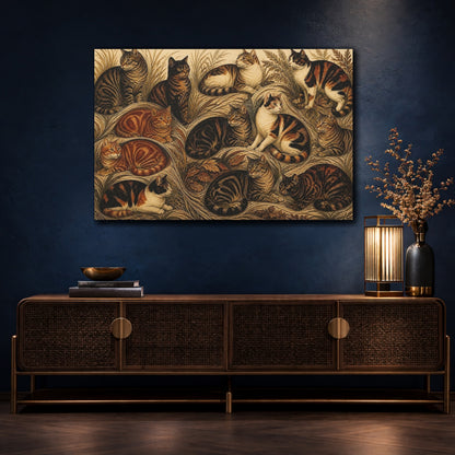 Mockup 4. Tabby Cats In Grass shown as canvas print