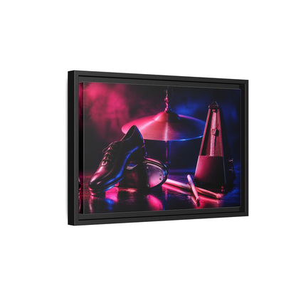 Side Mockup 6. Tap Shoes And Metronome shown as framed canvas print
