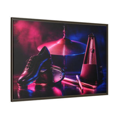 Side Mockup 8. Tap Shoes And Metronome shown as framed canvas print