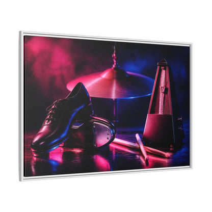 Side Mockup 7. Tap Shoes And Metronome shown as framed canvas print