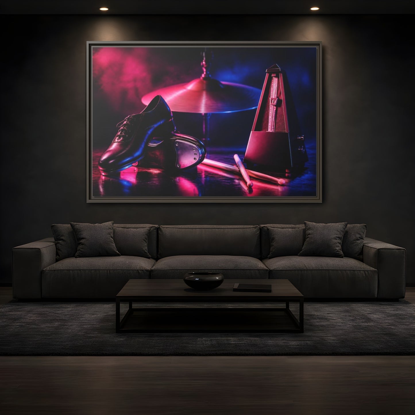 Mockup 3. Tap Shoes And Metronome shown as framed canvas print