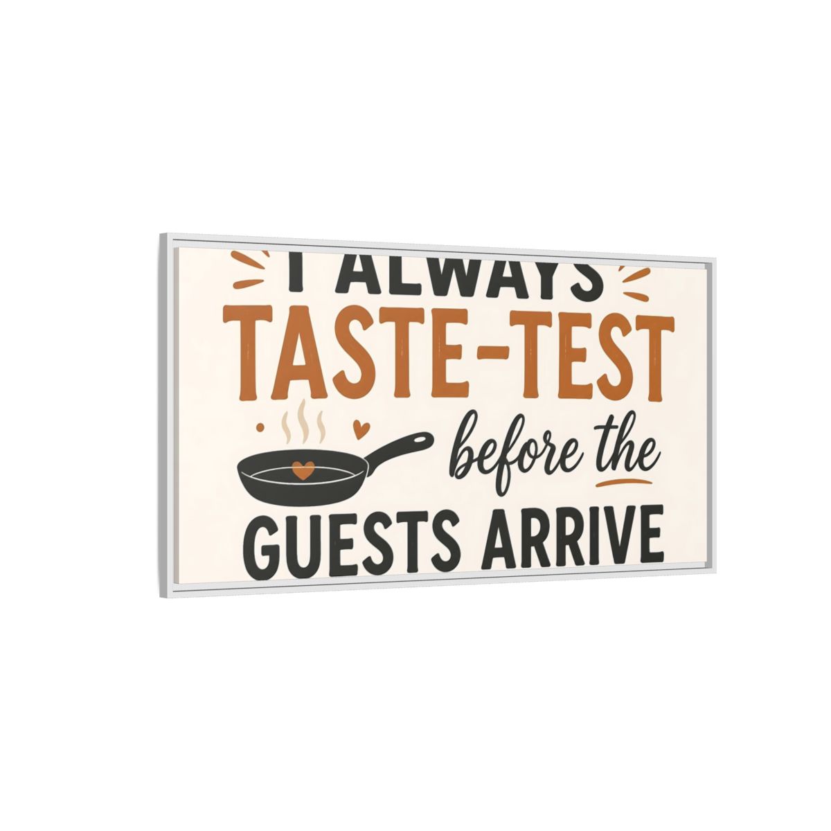 Side Mockup 3. Taste-Test Kitchen Quote shown as framed canvas print