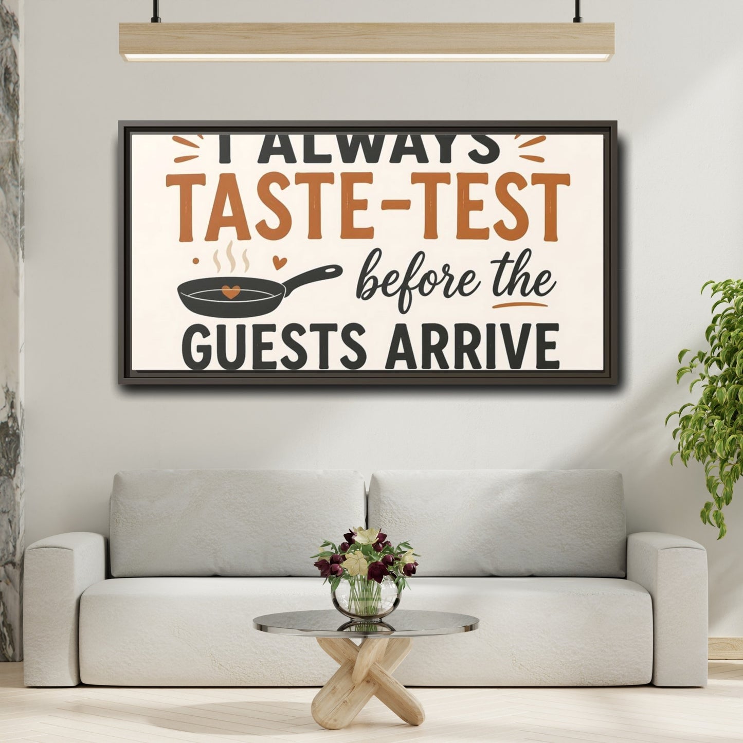 Mockup 2. Taste-Test Kitchen Quote shown as framed canvas print