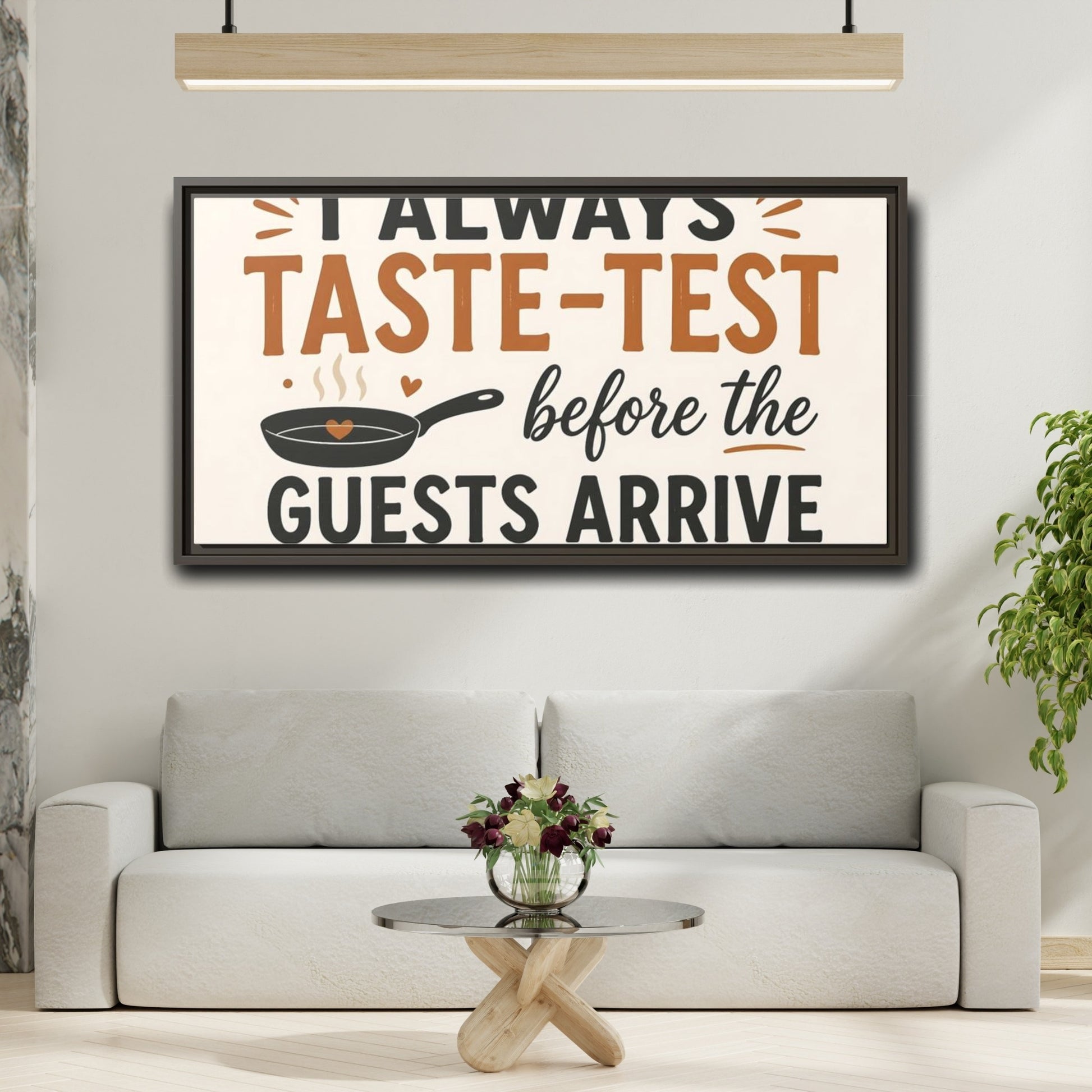 Mockup 2. Taste-Test Kitchen Quote shown as framed canvas print