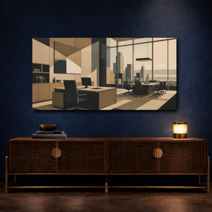 Mockup 4. Taupe Office Interior shown as canvas print