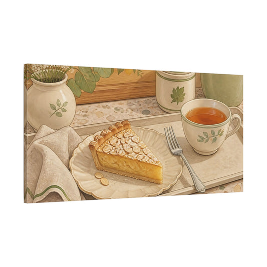 Main Mockup. Tea And Almond Tart shown as canvas print