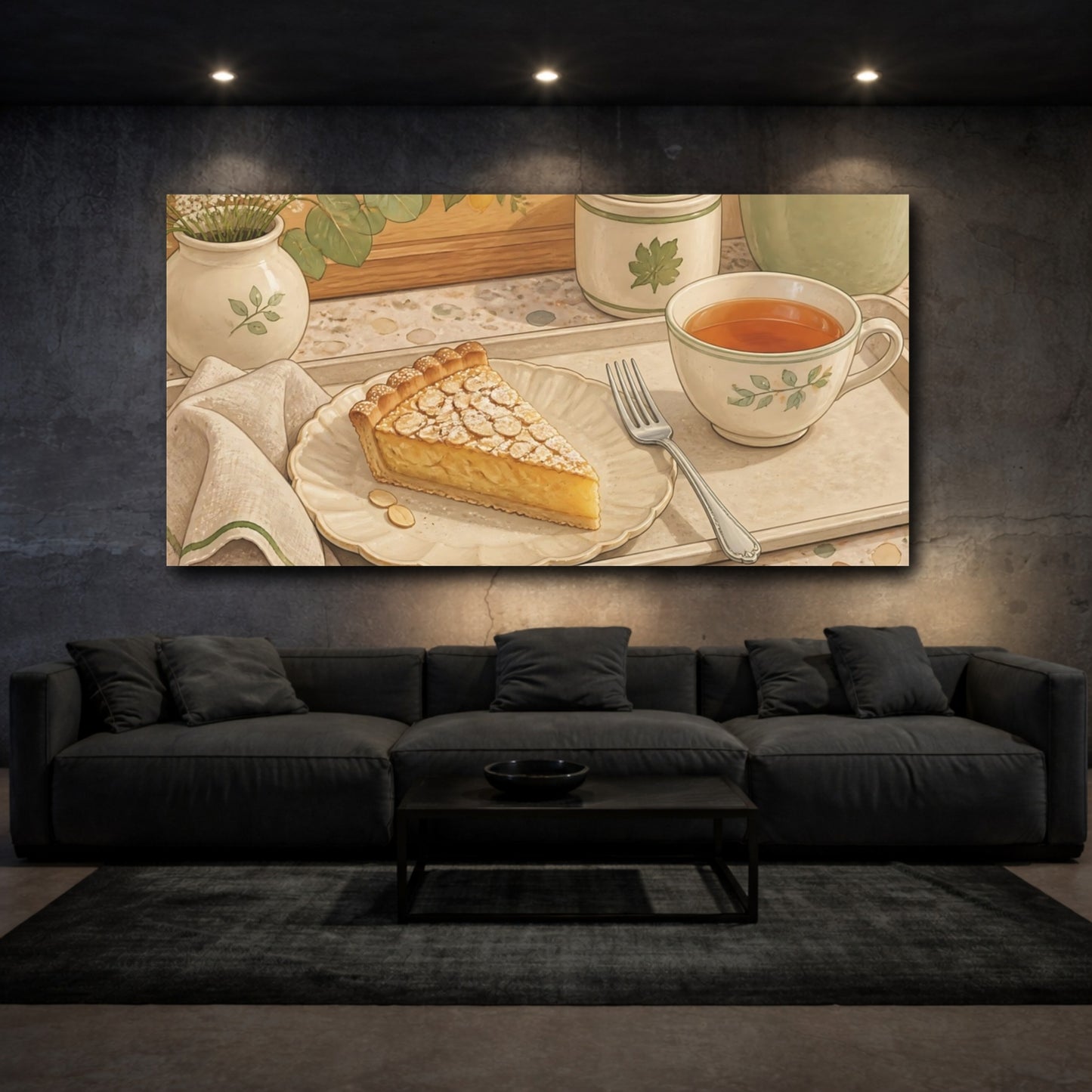 Mockup 3. Tea And Almond Tart shown as canvas print