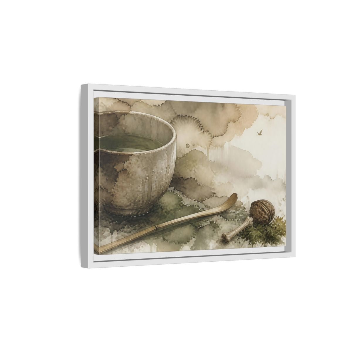 Side Mockup 4. Tea Bowl And Scoop shown as framed canvas print