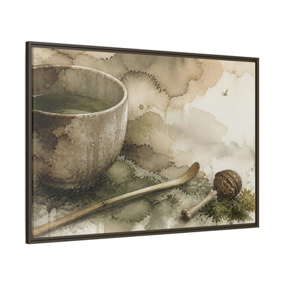 Side Mockup 8. Tea Bowl And Scoop shown as framed canvas print