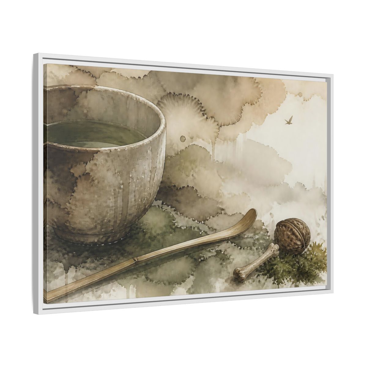 Side Mockup 9. Tea Bowl And Scoop shown as framed canvas print