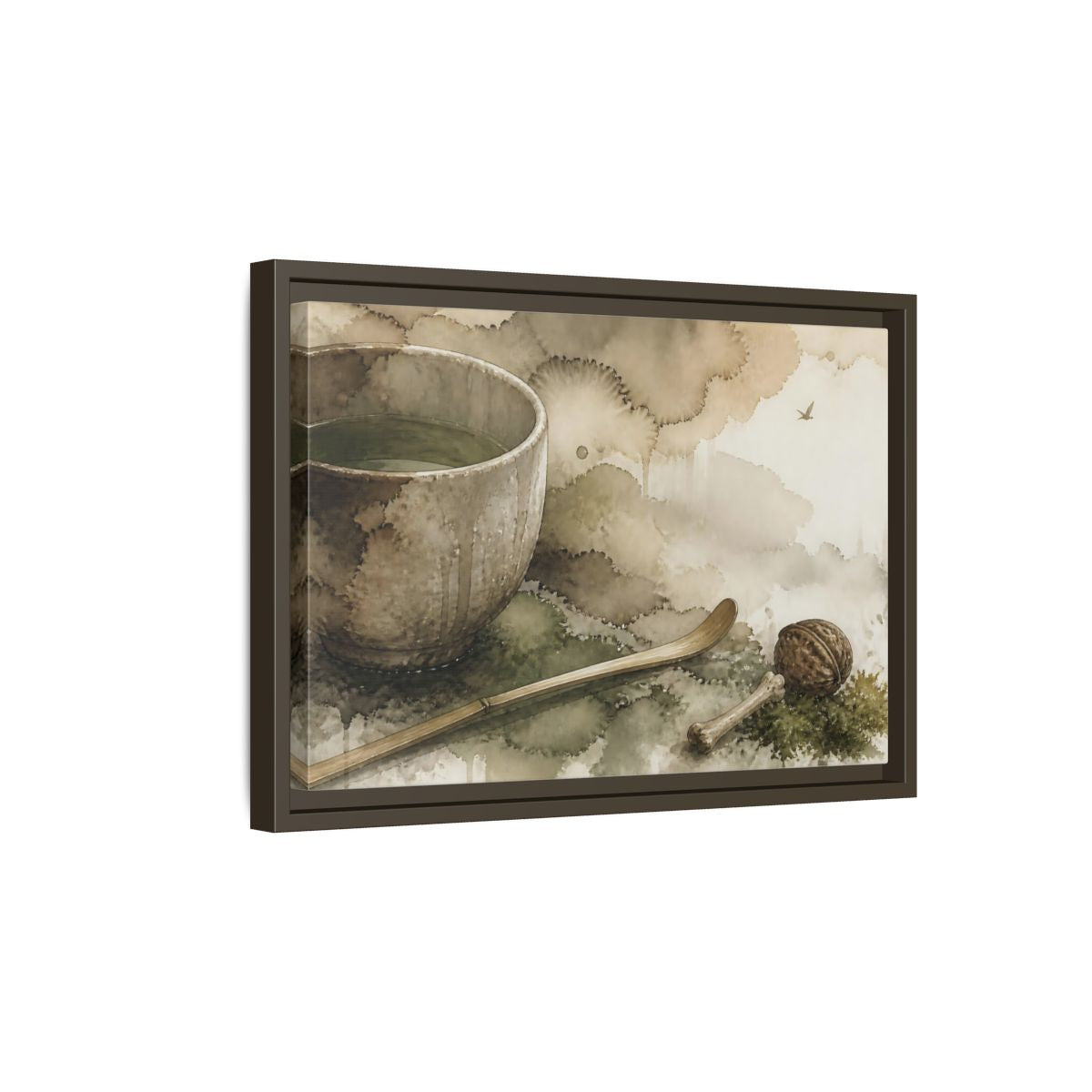 Side Mockup 5. Tea Bowl And Scoop shown as framed canvas print