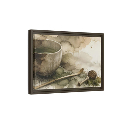Side Mockup 5. Tea Bowl And Scoop shown as framed canvas print