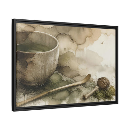 Side Mockup 14. Tea Bowl And Scoop shown as framed canvas print