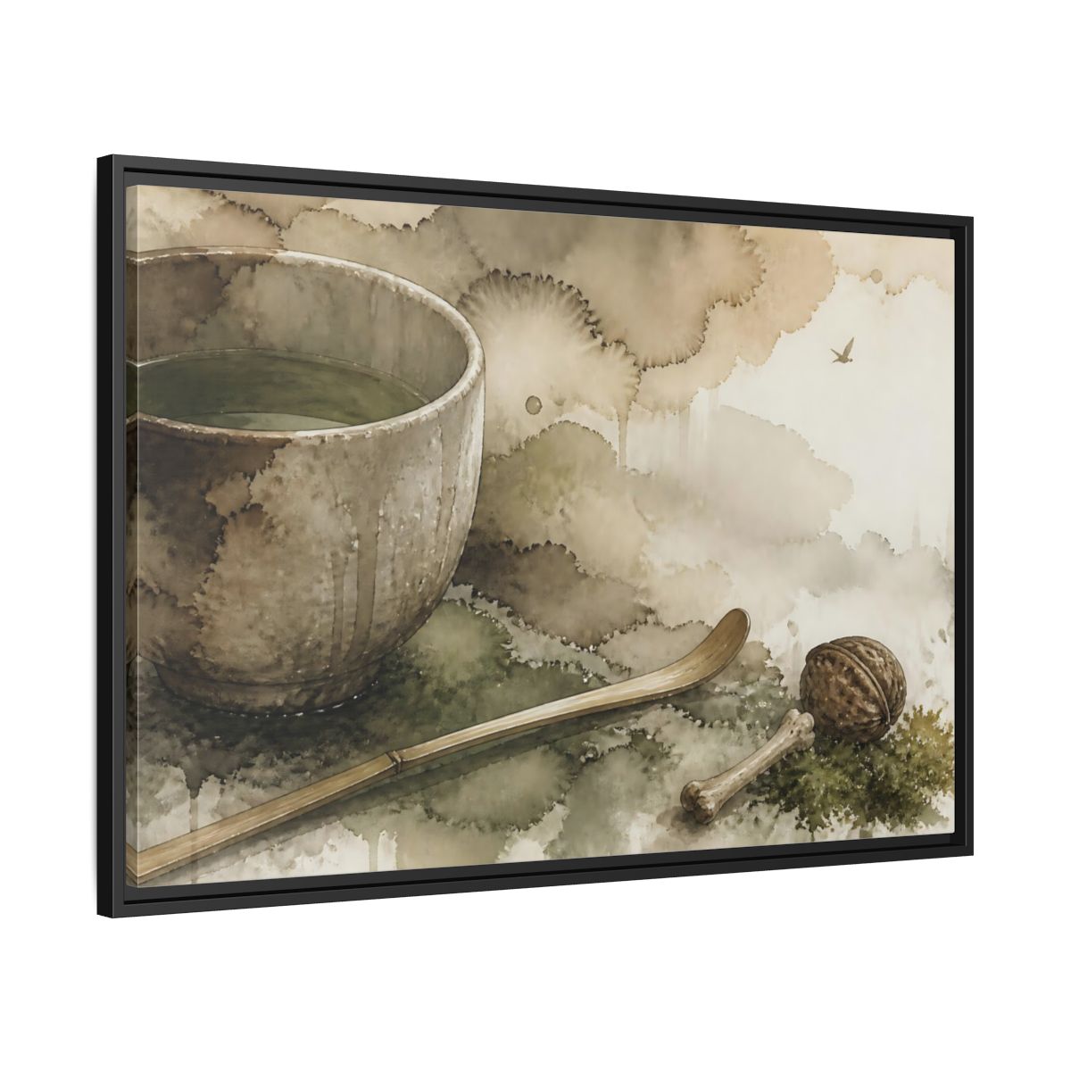Side Mockup 13. Tea Bowl And Scoop shown as framed canvas print