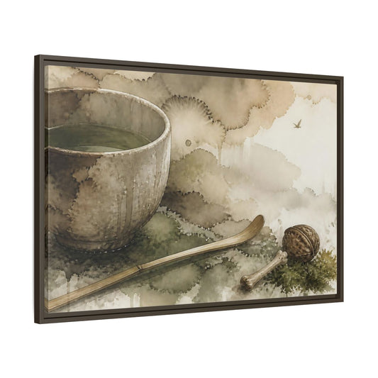 Main Mockup. Tea Bowl And Scoop shown as framed canvas print