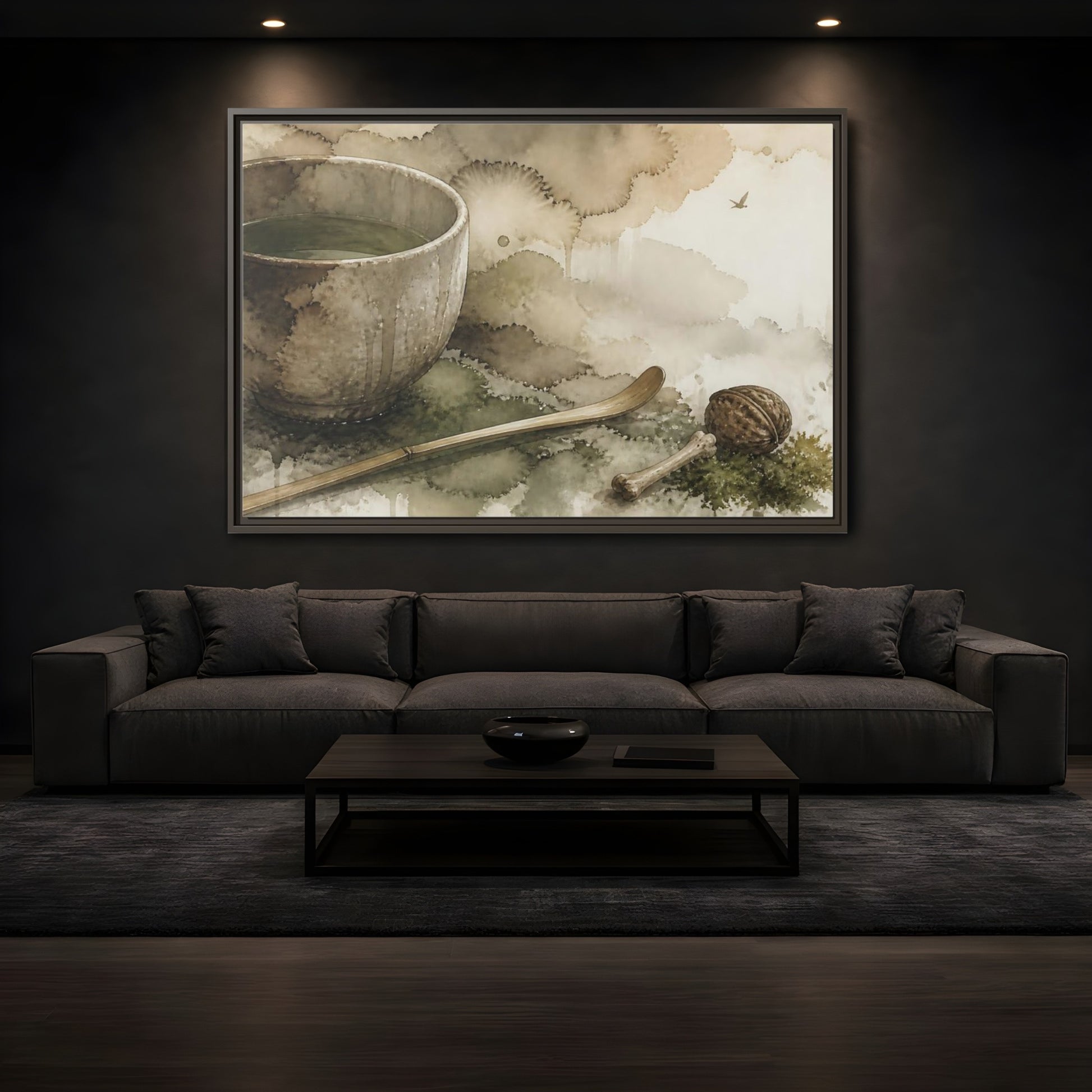 Mockup 3. Tea Bowl And Scoop shown as framed canvas print