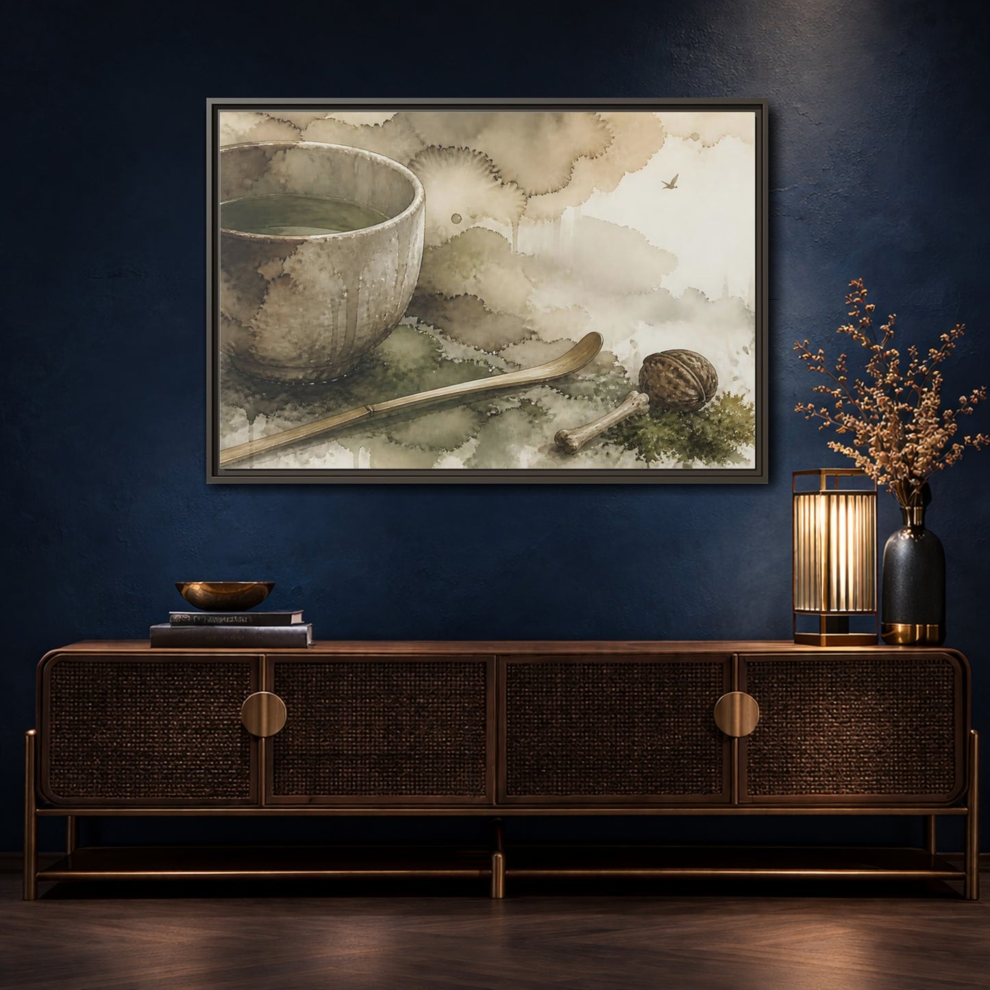 Mockup 4. Tea Bowl And Scoop shown as framed canvas print