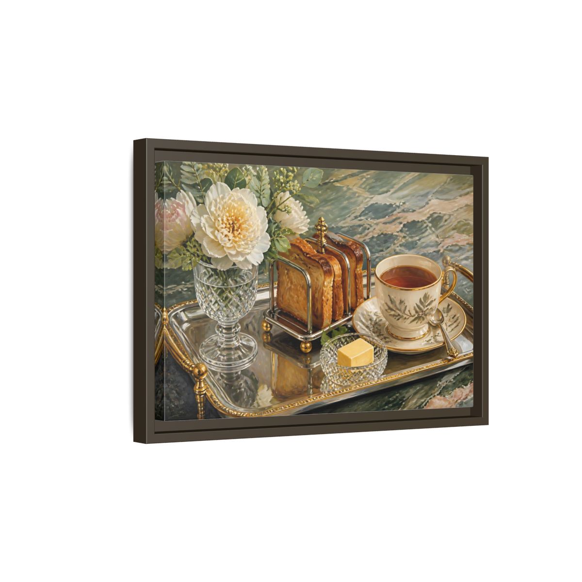 Side Mockup 5. Tea Tray With Toast shown as framed canvas print