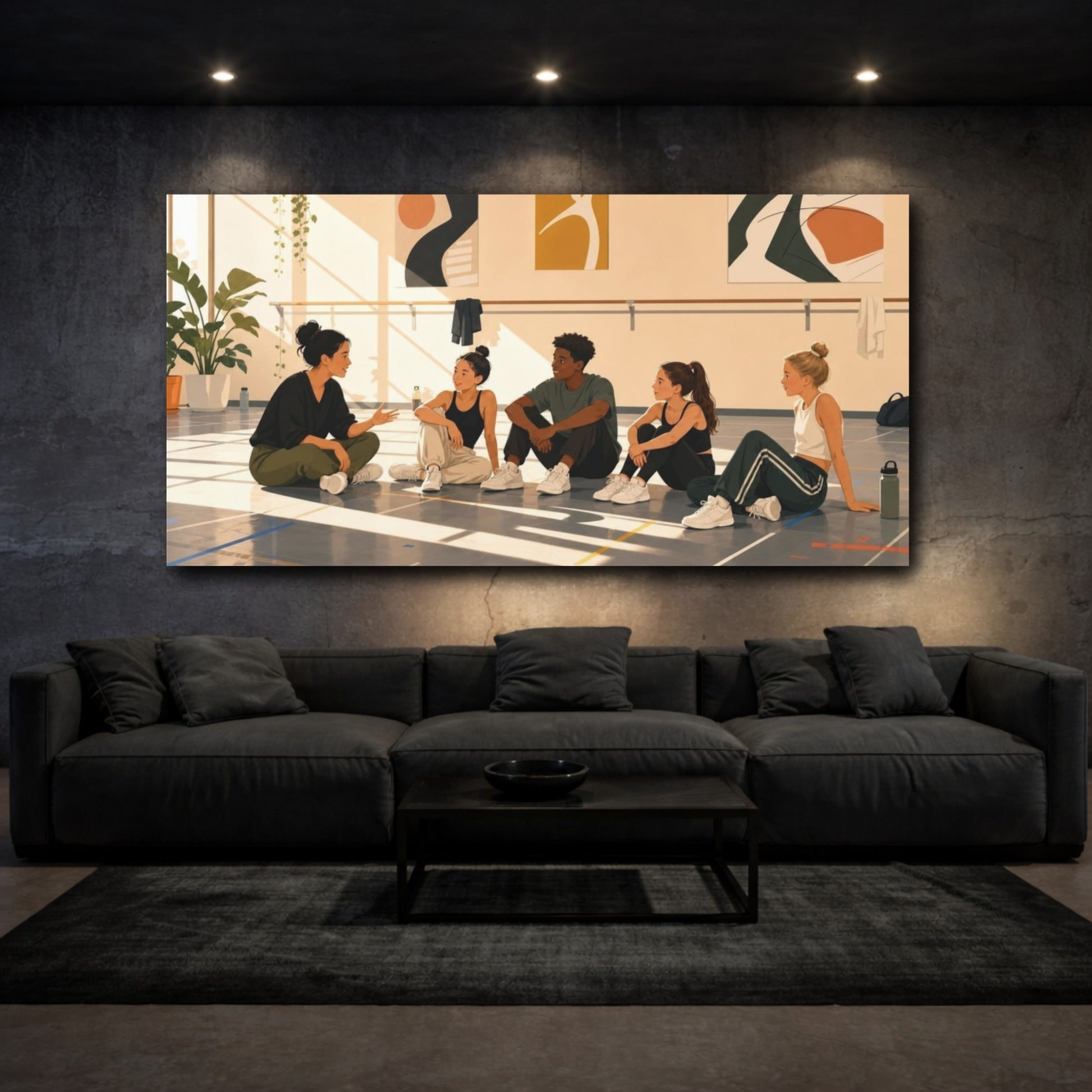 Mockup 3. Teacher With Young Dancers shown as canvas print