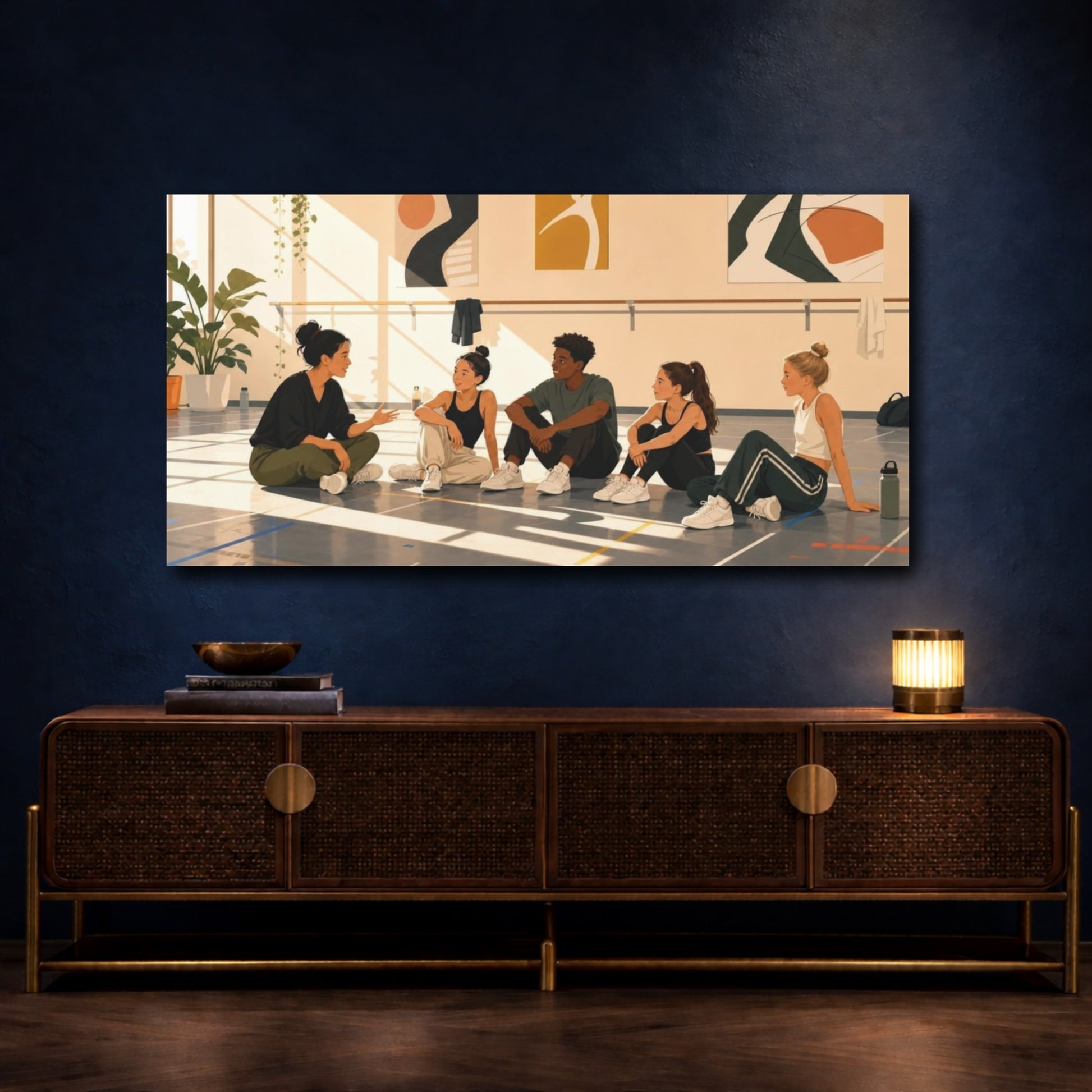 Mockup 4. Teacher With Young Dancers shown as canvas print