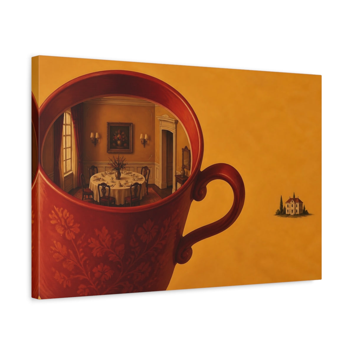 Side Mockup 3. Teacup Dining Room shown as canvas print