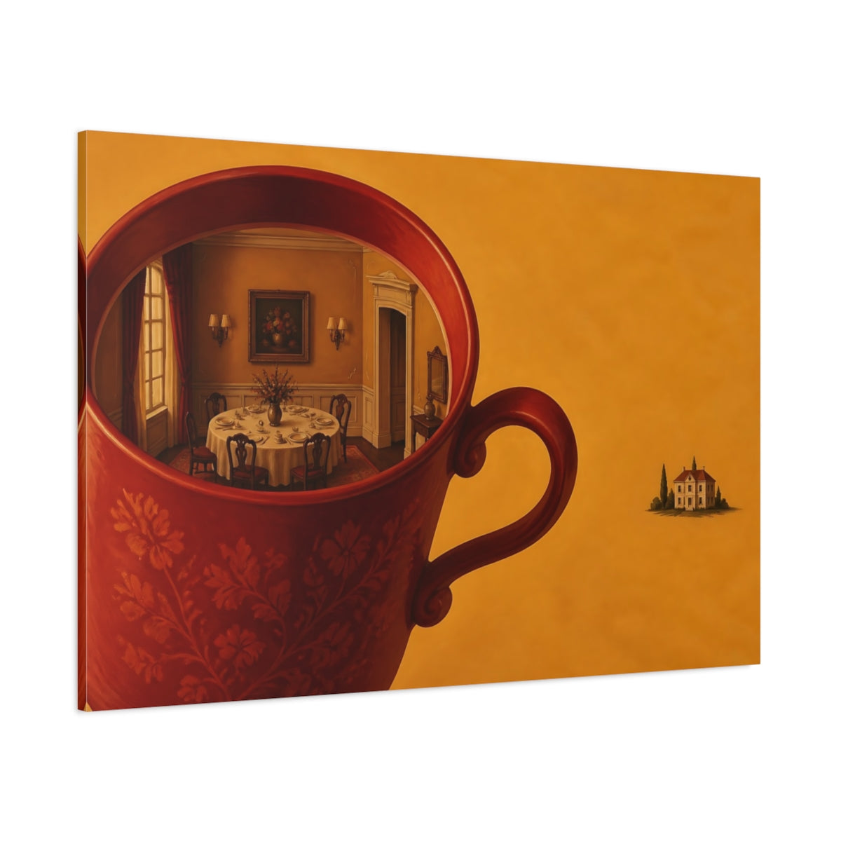 Side Mockup 1. Teacup Dining Room shown as canvas print