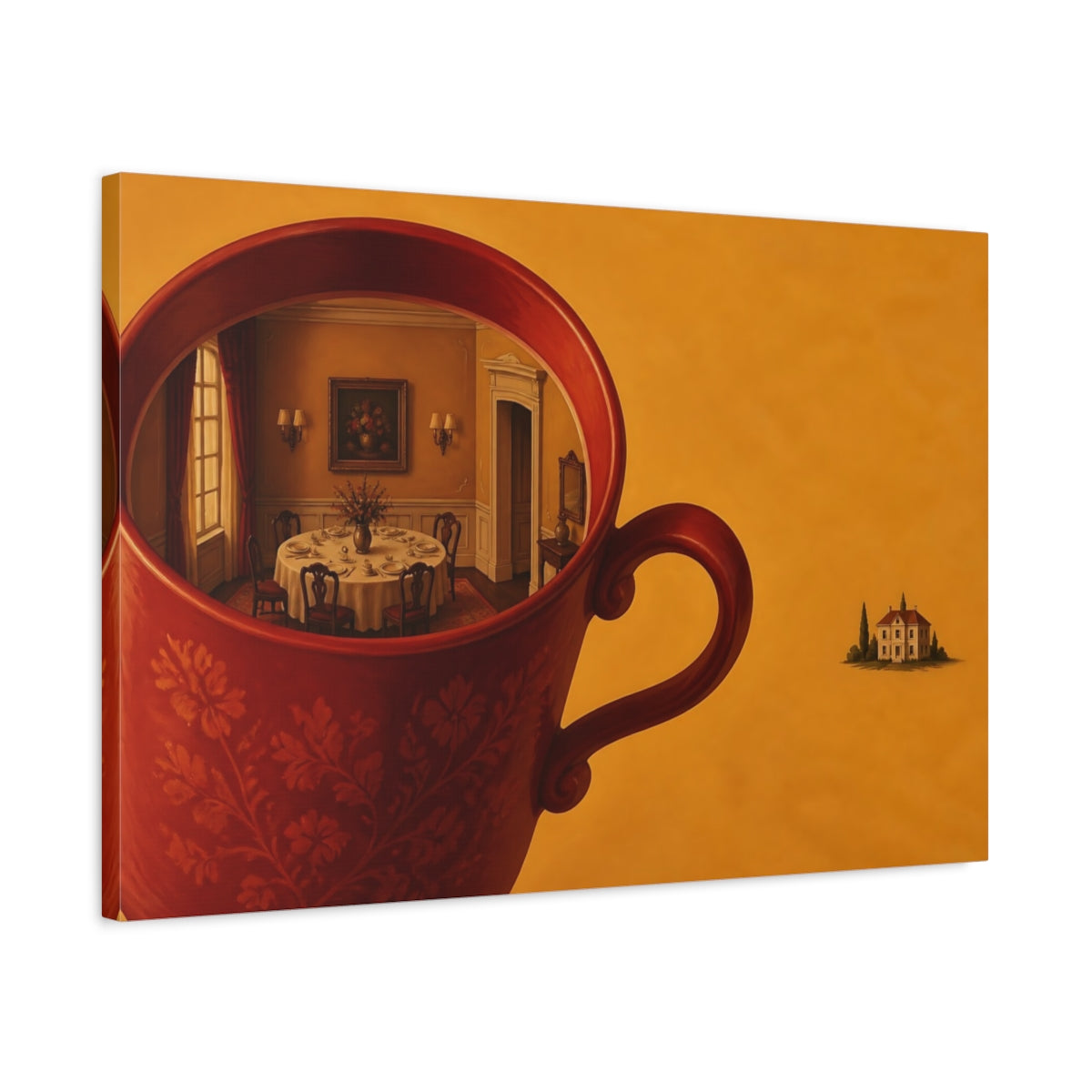 Side Mockup 2. Teacup Dining Room shown as canvas print