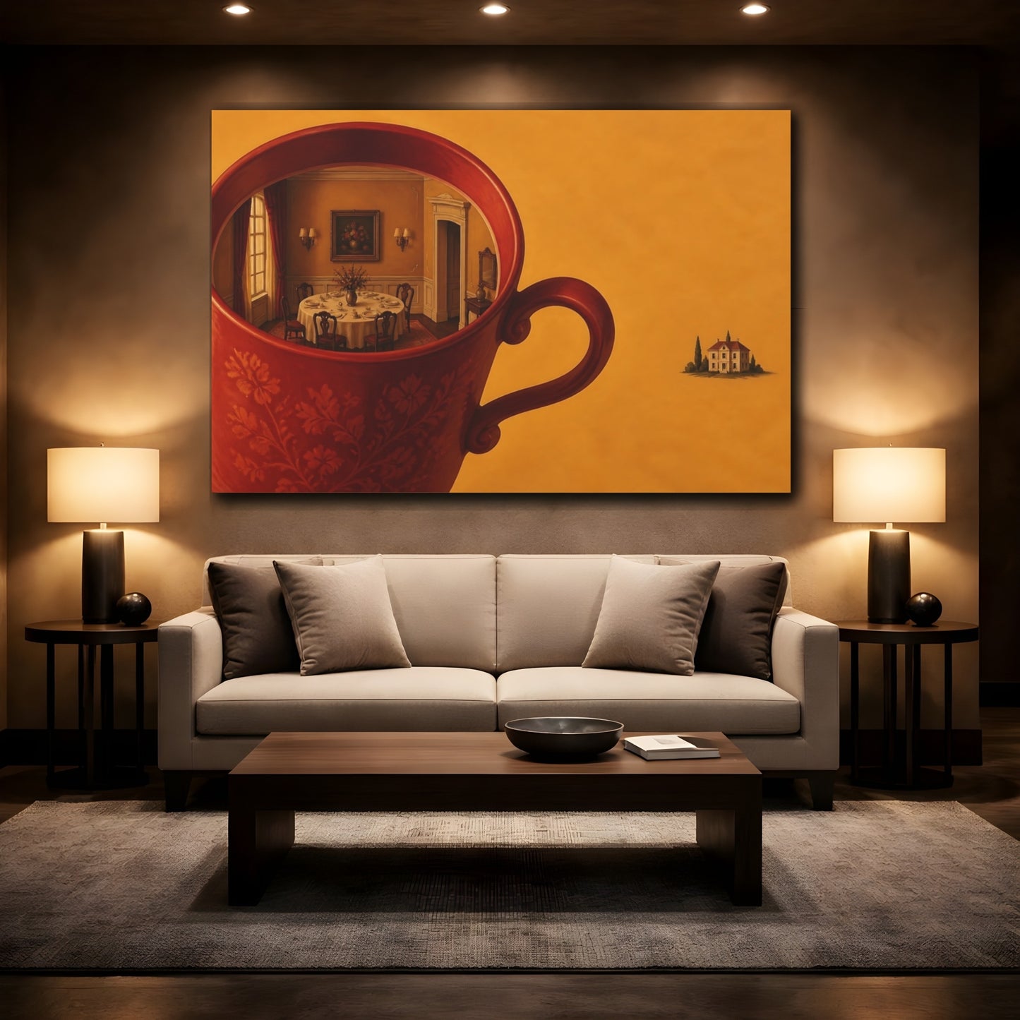 Mockup 2. Teacup Dining Room shown as canvas print