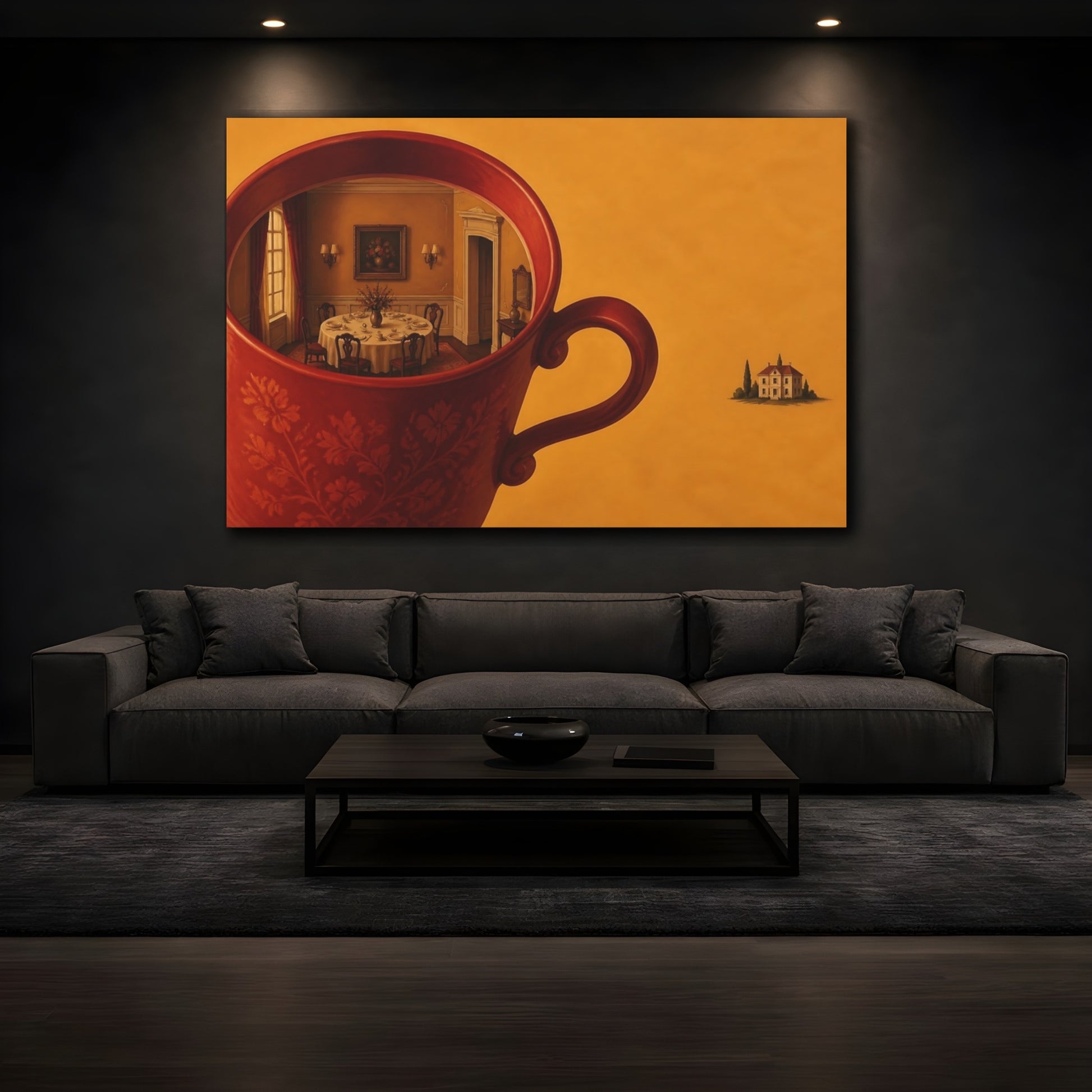 Mockup 3. Teacup Dining Room shown as canvas print
