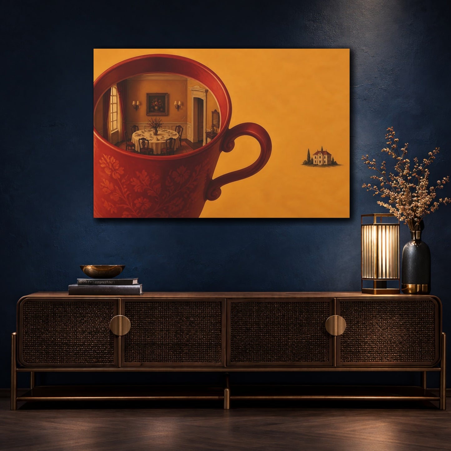 Mockup 4. Teacup Dining Room shown as canvas print