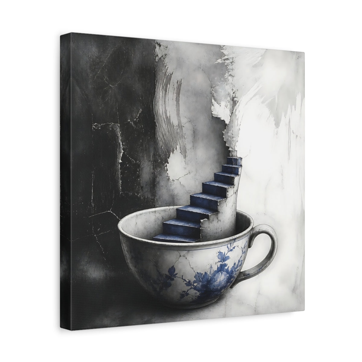 Side Mockup 7. Teacup Staircase shown as canvas print