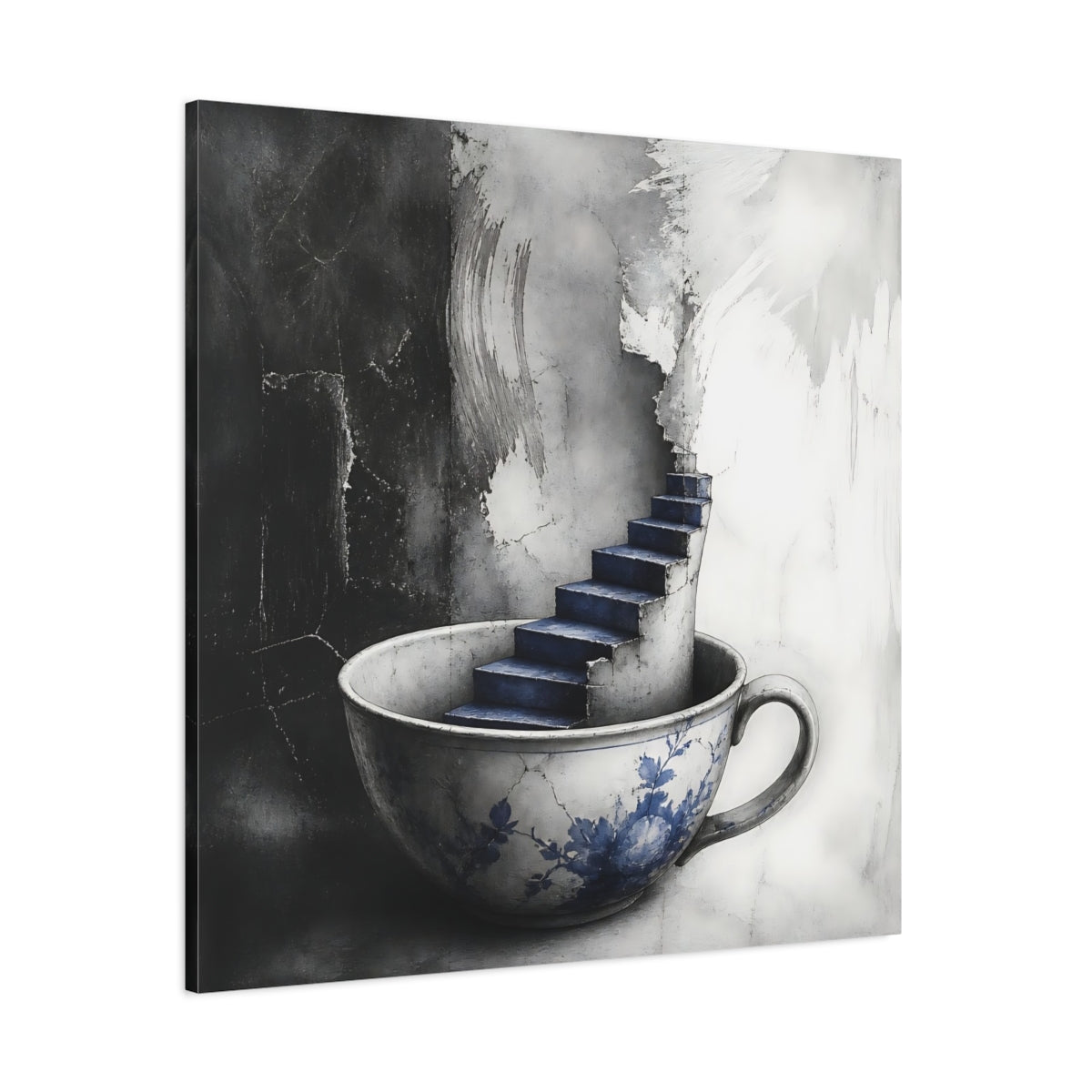 Side Mockup 1. Teacup Staircase shown as canvas print