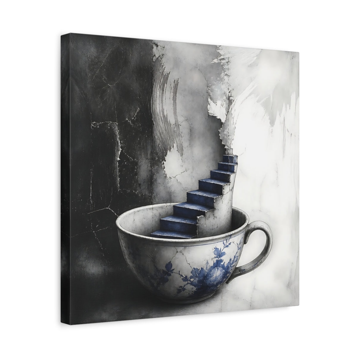 Side Mockup 6. Teacup Staircase shown as canvas print