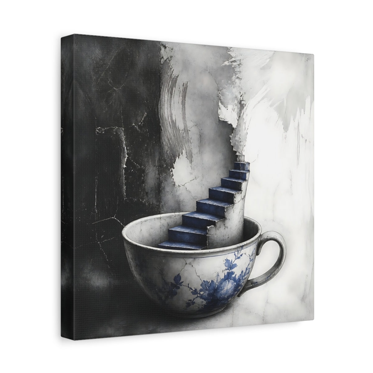Side Mockup 8. Teacup Staircase shown as canvas print