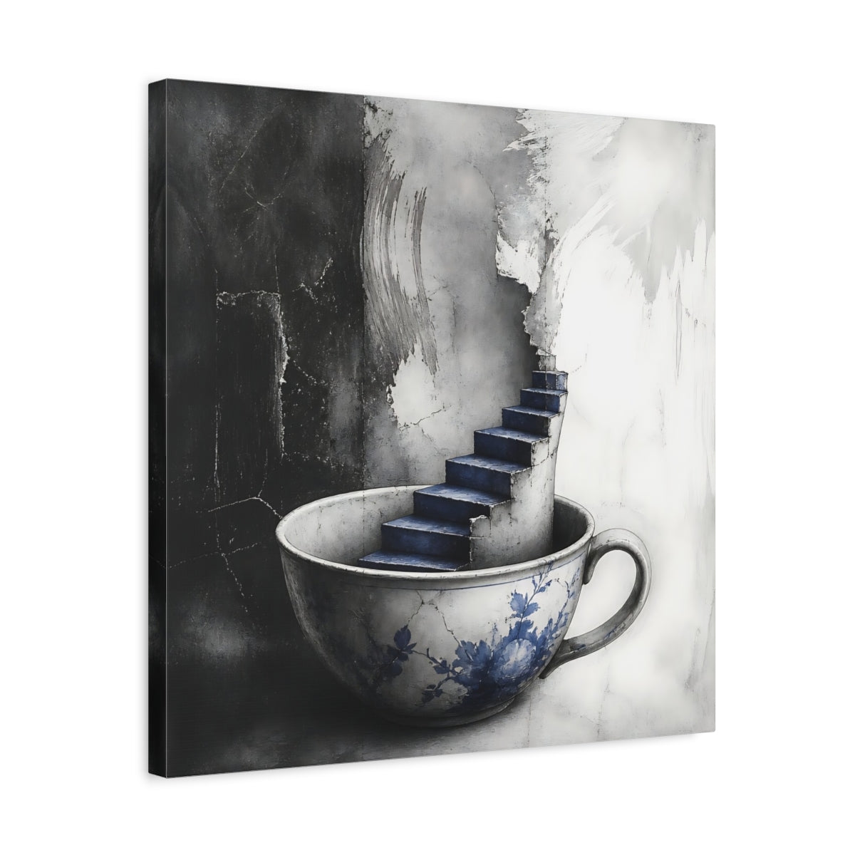 Side Mockup 5. Teacup Staircase shown as canvas print
