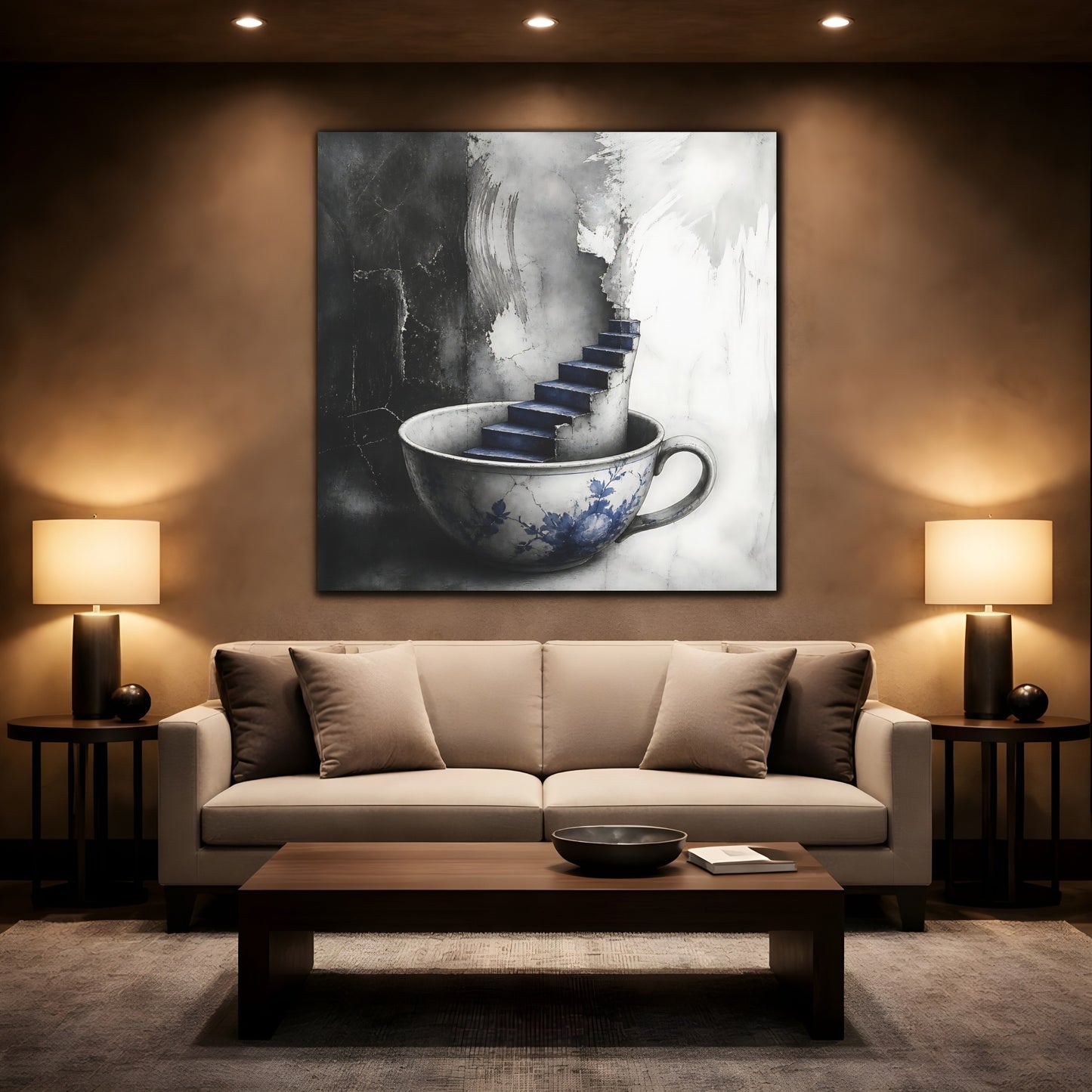 Mockup 2. Teacup Staircase shown as canvas print