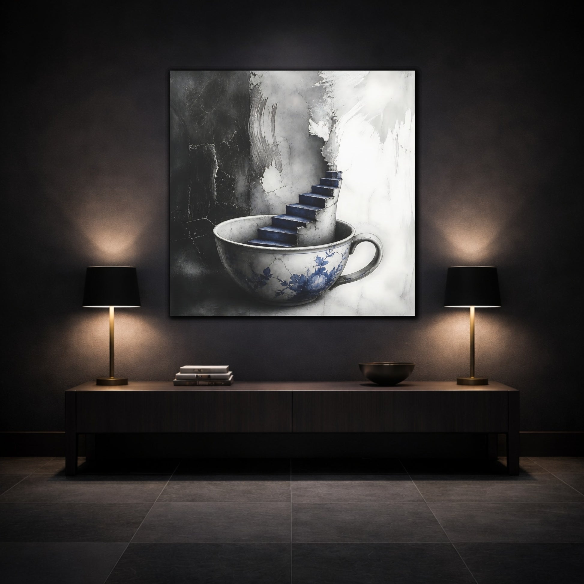 Mockup 3. Teacup Staircase shown as canvas print