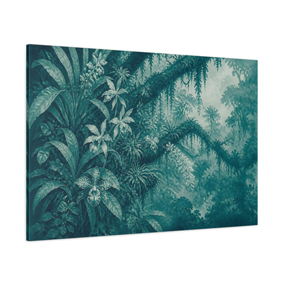 Side Mockup 1. Teal Orchid Canopy shown as canvas print