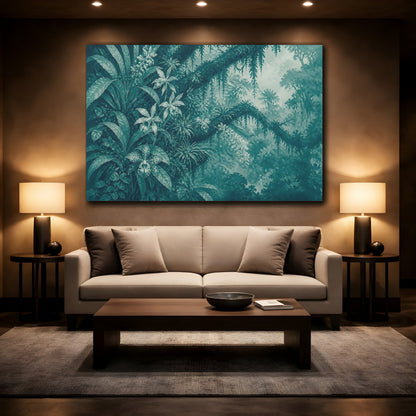 Mockup 2. Teal Orchid Canopy shown as canvas print