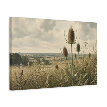 Side Mockup 3. Teasels In Summer Meadow shown as canvas print