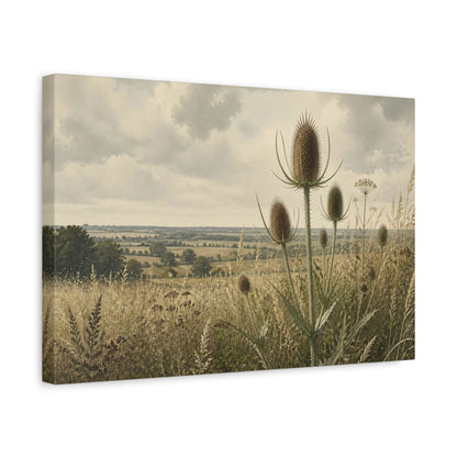 Side Mockup 4. Teasels In Summer Meadow shown as canvas print