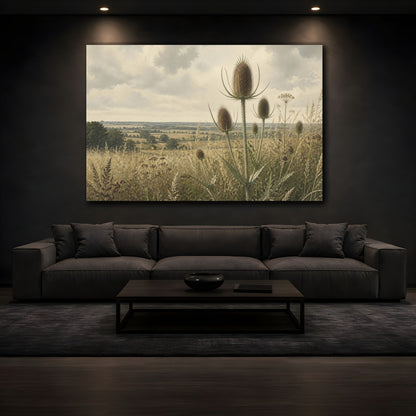 Mockup 3. Teasels In Summer Meadow shown as canvas print