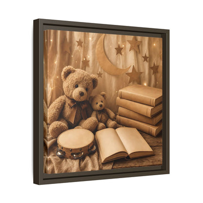 Side Mockup 29. Teddy Bears Storytime shown as framed canvas print