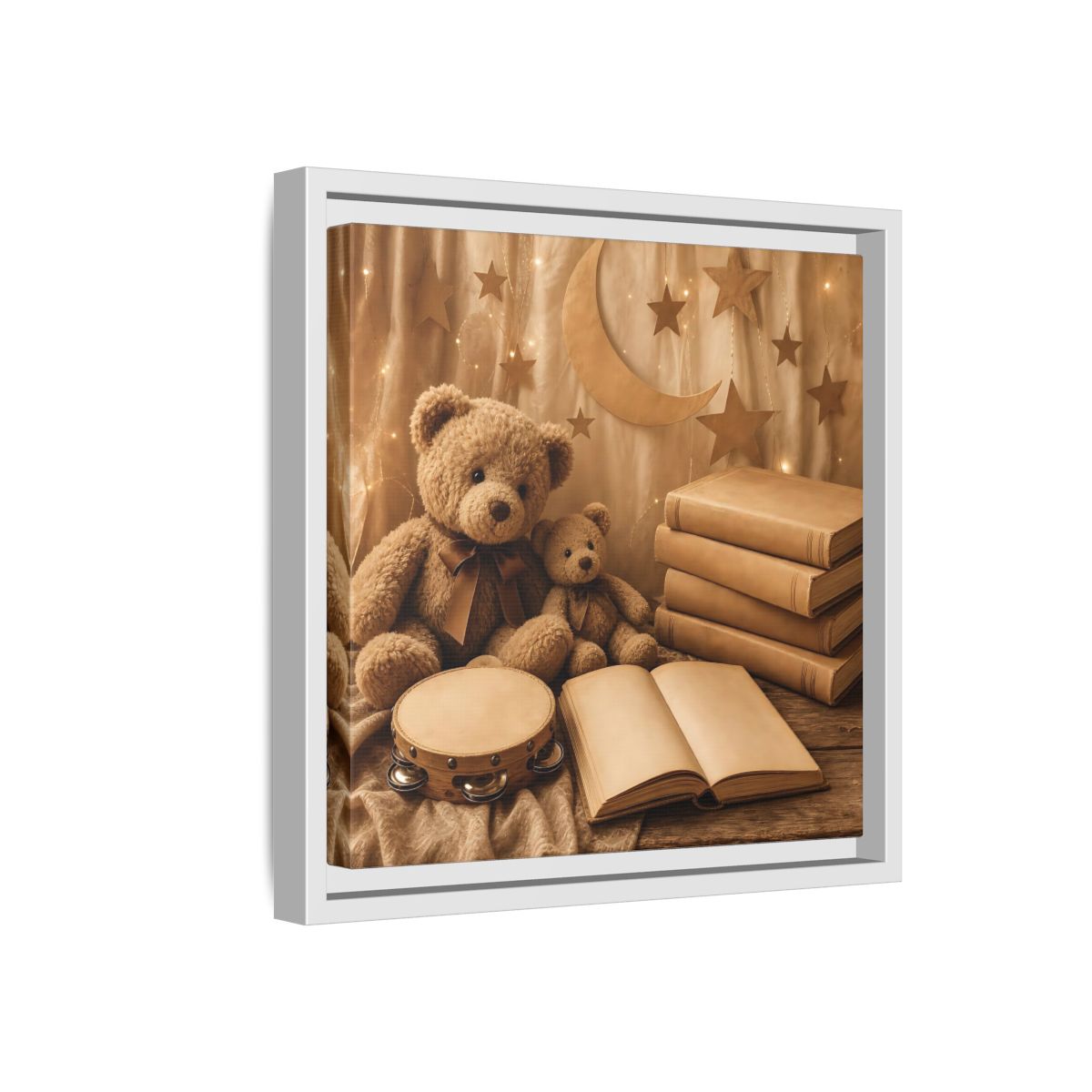 Side Mockup 16. Teddy Bears Storytime shown as framed canvas print